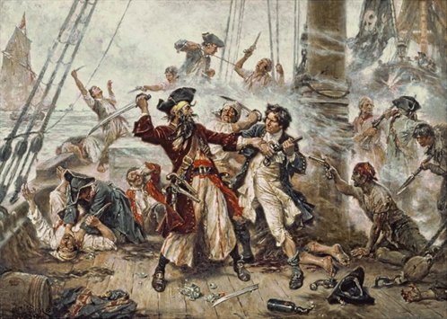 Capture of Blackbeard (1718) - painting by Jean Leon Gerôme Ferris